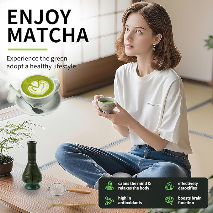 Resin Matcha Whisk Traditional Japanese Chasen Matcha Tea Whisk Gifts for Tea Lovers Reusable Plastic Matcha Whisk for Authentic Tea Preparation (green)