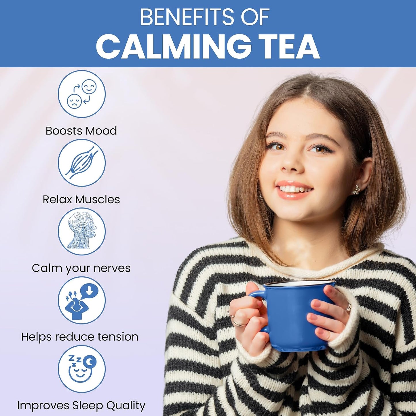 Kintra Foods Calm &amp; Relax Loose Leaf | Herbal Blend With Chamomile, Lavender and Passionflower | Soothing Tea | Caffeine-Free Calming Tea | 60g Jar for Ultimate Relaxation