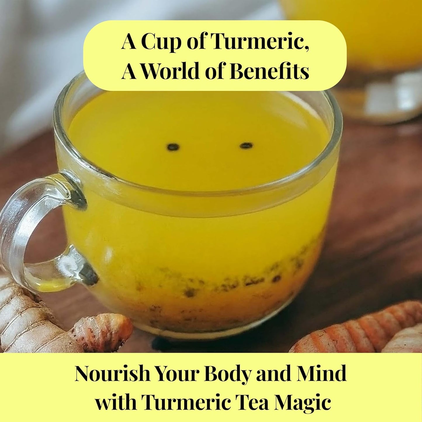 Te de curcuma, 75 Turmeric Tea Bags, 100% Naturale Turmeric Black Pepper Tea Blend, No Sugar, Caffeine Free, Non-Gmo. by Akshit