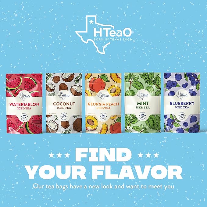 HTeaO Watermelon Iced Tea Bags – Makes 4 Gallons in 5 Minutes – Large Loaded Tea Sachets for Parties, Family Gatherings, & Groups – Texas-Style Ice Tea Packets for Quick Brew (8-Count)