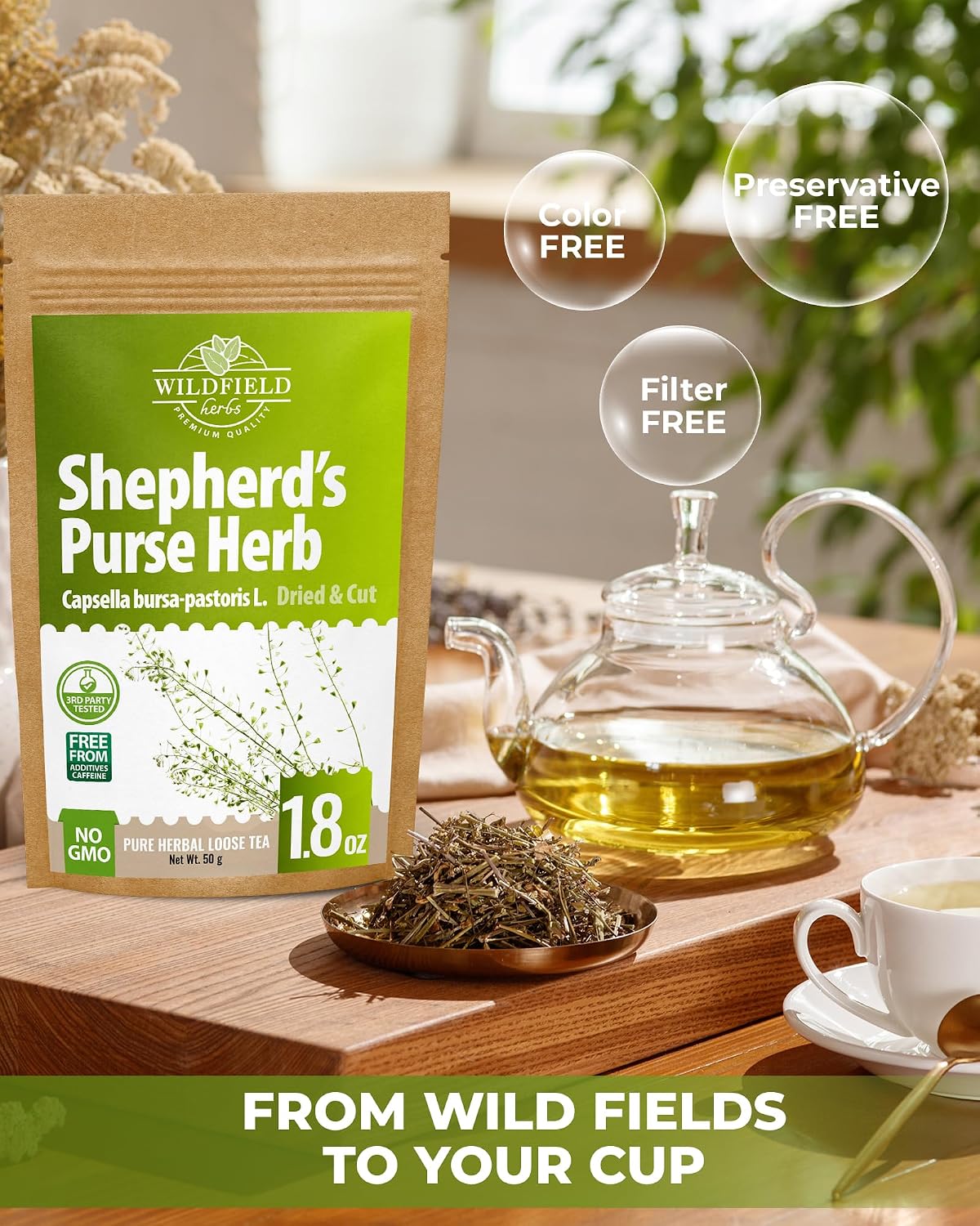 1.8 oz. Shepherds Purse Herb Bulk Herbal Tea Shepard Purse Herb (Capsella Bursa-Pastoris) - 50g Tea Bolsa De Pastor
