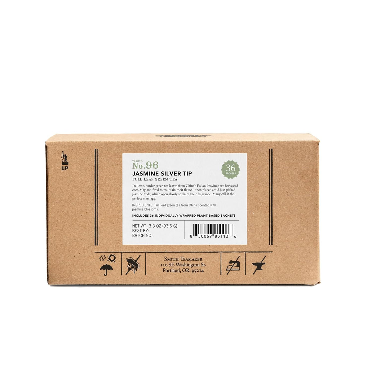 Steven Smith Teamaker, Jasmine Silver Tip Tea, 36 Sachets, 1.3oz each | Full Leaf Green Tea, Caffeinated, Sugar Free, Sustainably Grown, Plant Based Sachets, Microplastic-Free