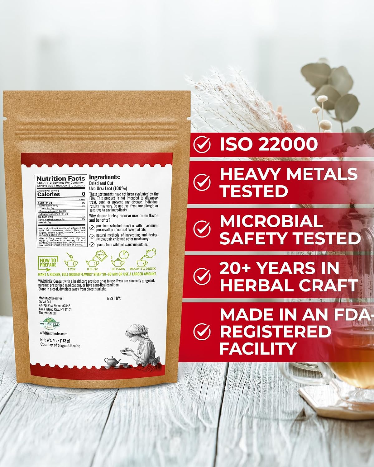 4 oz. Uva Ursi Leaf Tea Herb (Arctostaphylos Uva-Ursi) - 113g Uva-Ursi