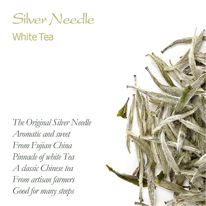 Silver Needle White Tea - 100 Procent Pure Buds - Baihao Yinzhen Chinese Silver Tip Bai Hao Yin Zhen 40g