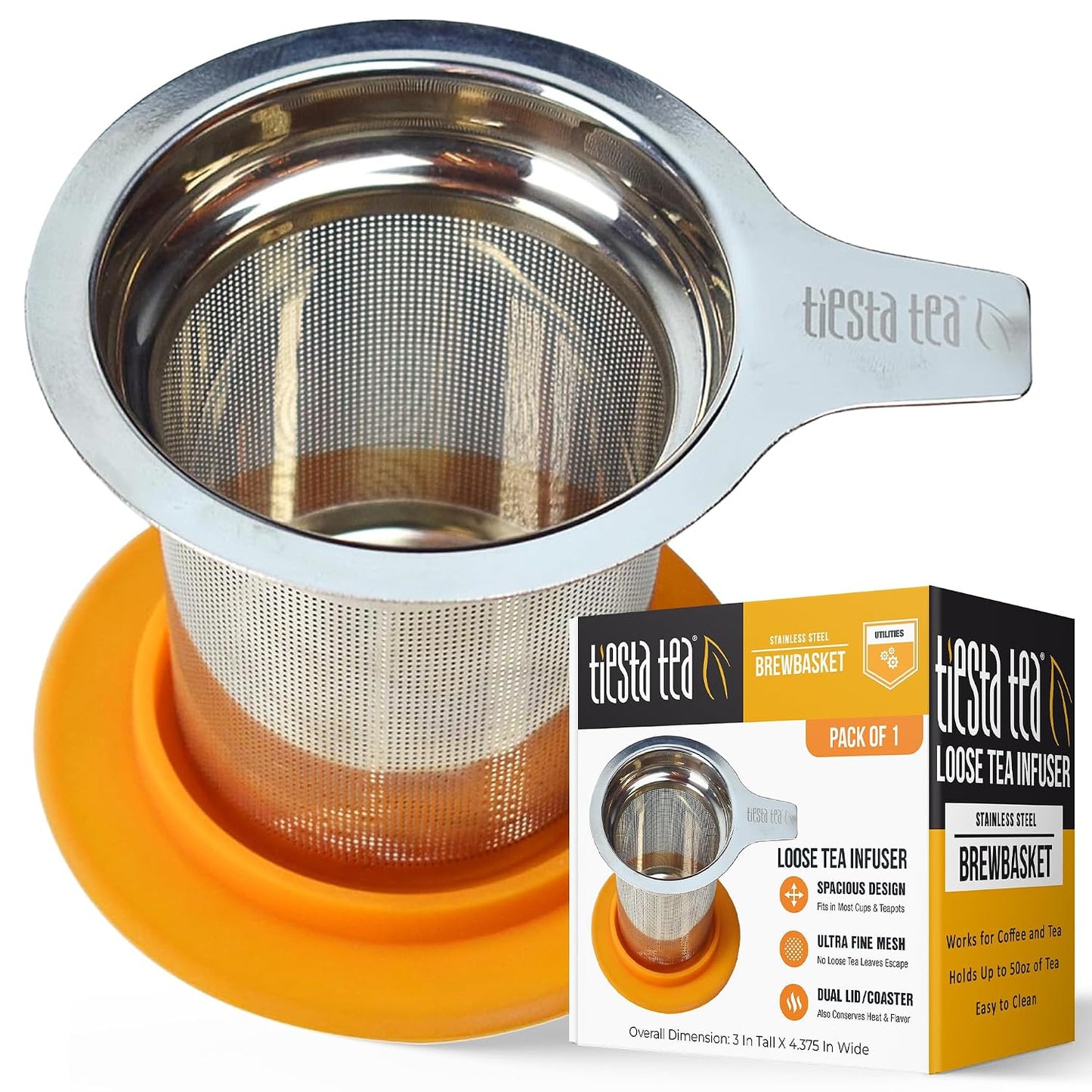 Tiesta Tea - Discovery Tea Sampler Dry Flight Set and Brewbasket Infuser Bundle, 20 Sample Pouches with Green, Herbal, Black &amp; Chai Tea, 5oz Reusable Stainless Steel Strainer Brewbasket