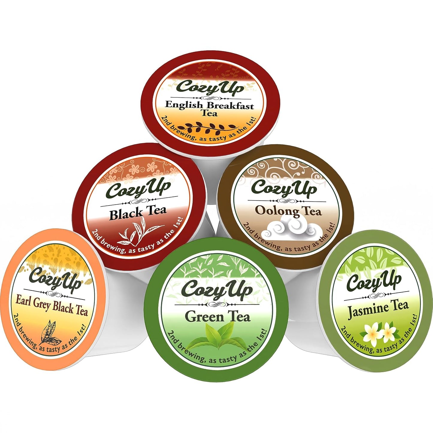 Cozy Up 36-Count 6 Flavors Variety Tea Pod, Compatible with Keurig Brewer | Including Green, Black, Jasmine, Earl Grey