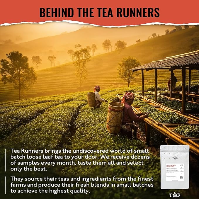 Tea Runners Apple Cinnamon French Toast – Flavored Loose Leaf Black Tea | Sweet Maple Brunch Blend with Apples & Spices | Cozy High Caffeine Breakfast Tea | Great with Milk or as a Dessert Brew - 5oz