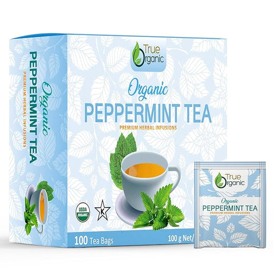 True Organic Premium Peppermint Tea, 100 Count Tea Bags, USDA Organic & Kosher Certified