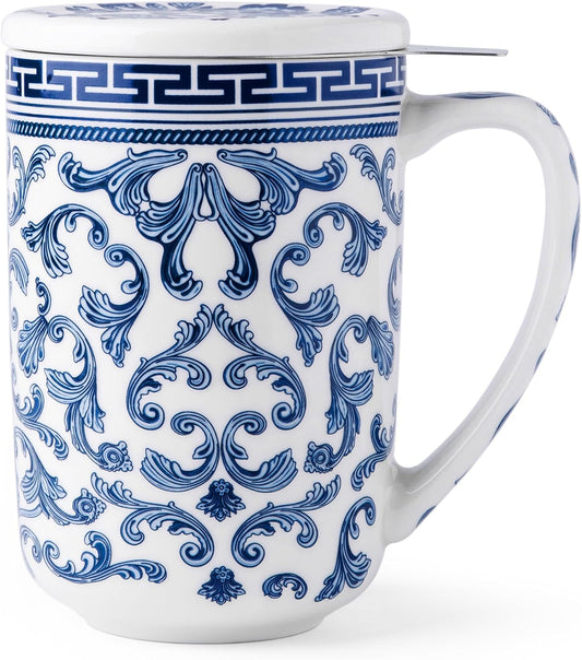 AmorArc Tea Cup With Infuser and Lid, 18oz Loose Leaf Tea Mug With Steeper
