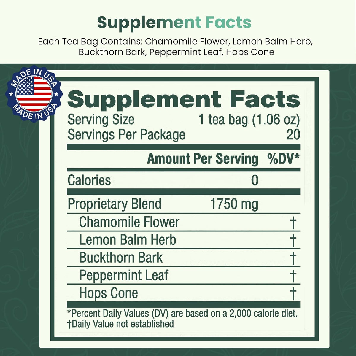 Salem Botanicals Herbal Tea, Sleep Well, 20 Count