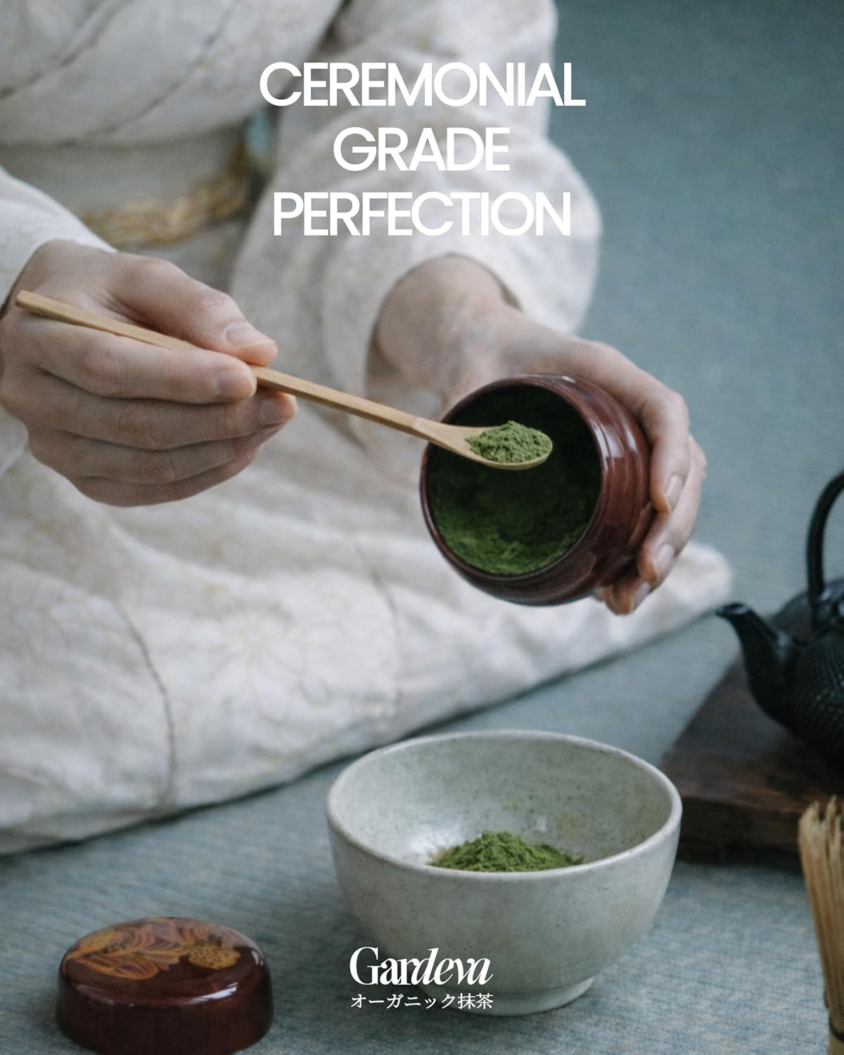 Gardeva Organic Japanese Ceremonial Grade Matcha - 100% Pure Green Tea Powder, USDA Certified, First Harvest, Authentic Origin From Uji, Kyoto (40g / 1.4oz Tin)