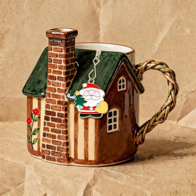 Christmas Tea Ball Set, Stainless Steel Mesh Tea Infuser, Reusable Strainers for Loose Leaf Tea, 2 PCS Tea Steeper with Xmas Wreath and Santa Claus Pendant