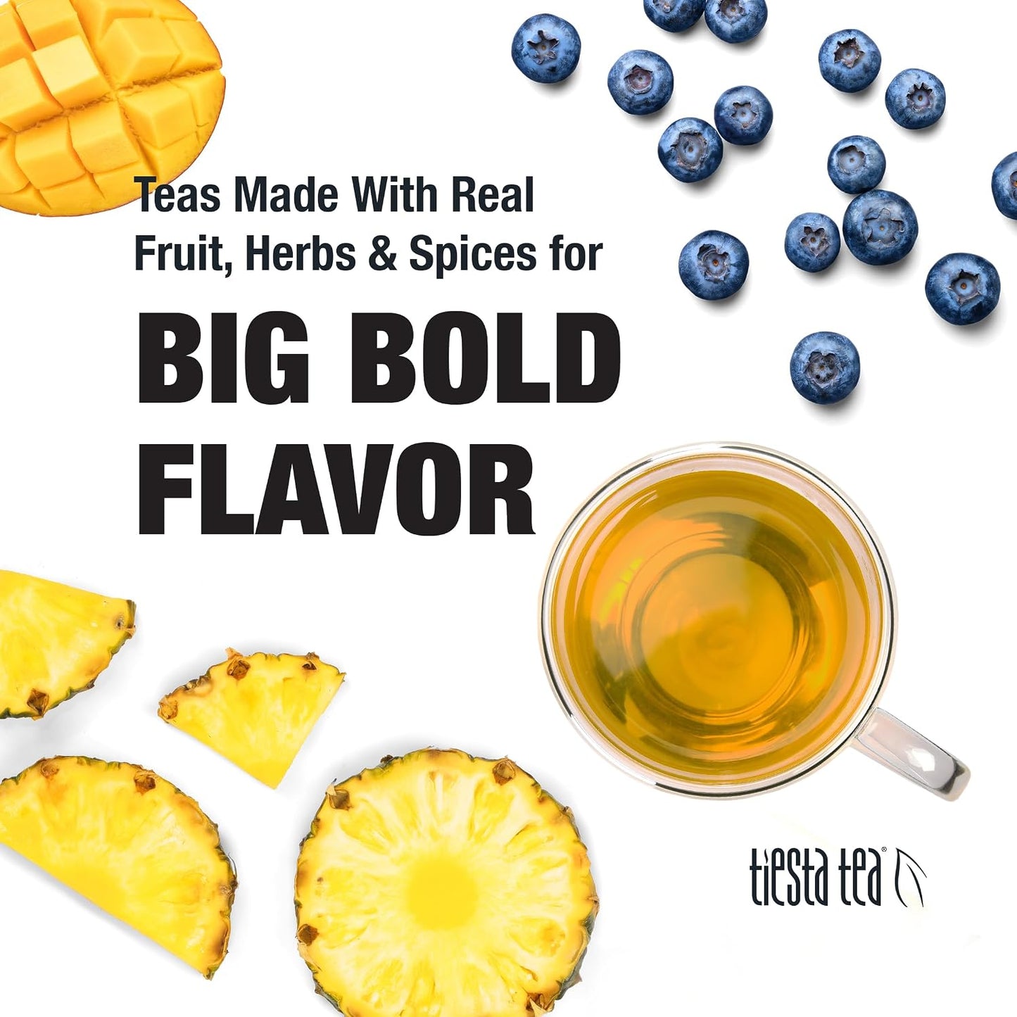 Tiesta Tea - Pineapple Blues, Loose Leaf, Blueberry Pineapple Green Tea | Premium Tropical Blend, Medium Caffeinated Green, Make Hot or Iced, Brews Up to 25 Cups, 2 Ounce Resealable Pouch