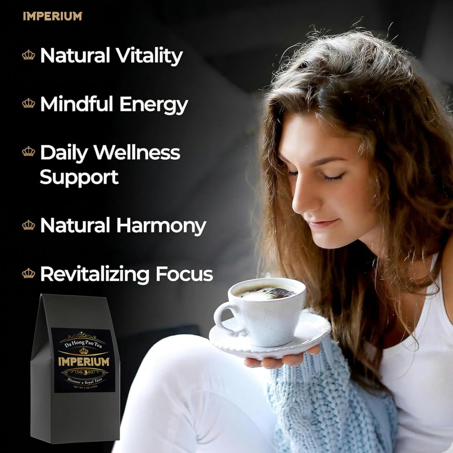 Imperium Da Hong Pao Loose Leaf Oolong Tea (4oz), Premium Hand-Picked Wuyi Mountain Rock Tea, Brews 100 Cups, Big Red Robe, Naturally Smooth and Rich, Harmonious Flavor and Sweet Aroma