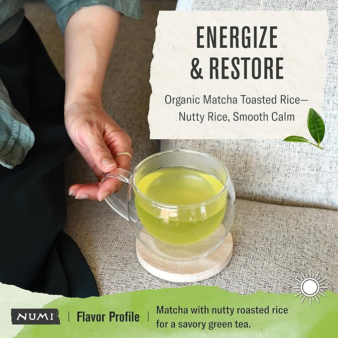 Numi Organic Tea Matcha Toasted Rice, 100 Count Box of Tea Bags, Green Tea (Packaging May Vary)