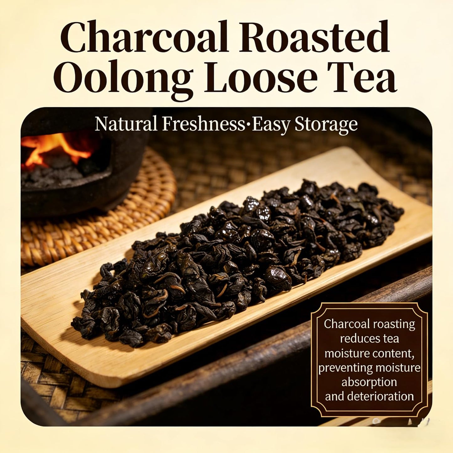 NASLAPH Roasted Oolong Tea Loose Leaf, High Mountain Black Oolong Tea Leaves with Mellow and Smooth, Oolong Tea with Medium Roasted Flavor, Grade AAA Oolong Tea with Consistent Quality 5.29Oz/150g
