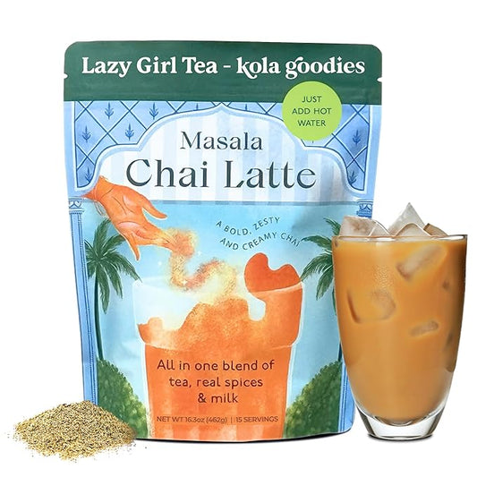 Kola Goodies Masala Chai Tea Latte Powder – Cozy Holiday Spiced Tea Mix with Ceylon Black Tea & Warming Spices – Instant Chai Latte Drink – Fall & Winter Favorite – Low Sugar – 15 Servings
