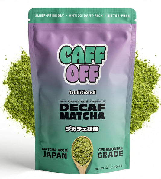Caff Off Decaf Matcha Green Tea Powder From Japan – Small Premium Bag - 1.06 oz / 30 g – Ceremonial Grade