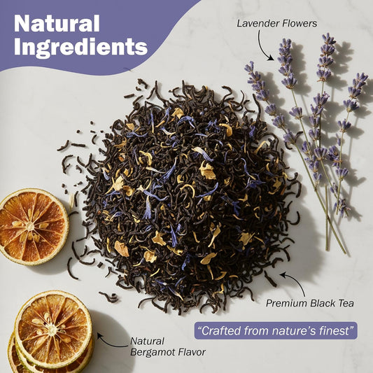 Earl Grey Lavender Ceylon Black Tea – 30 Pyramid Bags | Fragrant Tales | Exquisite Blend of Premium Ceylon Black Tea, Bergamot &amp; Lavender | Aromatic, Smooth &amp; Calming | 60g