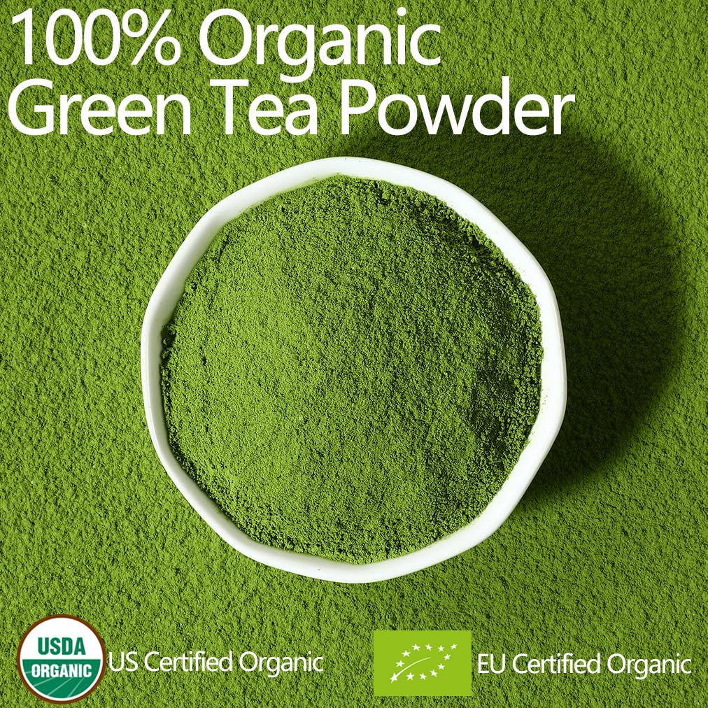Ceremonial Grade Matcha Green Tea Powder, 1.06 Oz/30g, 100% Organic & No Additives & Gluten-Free Vegan.