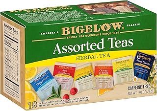 Bigelow Tea Assorted Herbal Tea Variety, Caffeine Free Tea with Mint, Lemon, Chamomile, Orange or Herbal Teas, 18 Count Box (Pack of 6), 108 Total Tea Bags (Packaging and Flavor Assortment May Vary)
