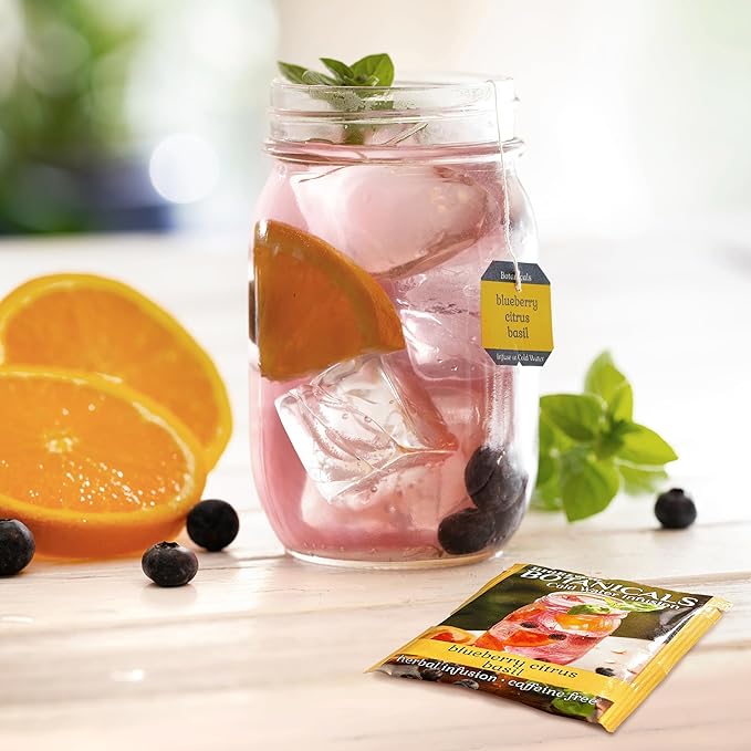 Bigelow Botanicals Cold Water Infusion Blueberry Citrus Basil Herbal Tea, Caffeine Free Tea with Blueberry Citrus Flavor, 18 Count Box (Pack of 6)