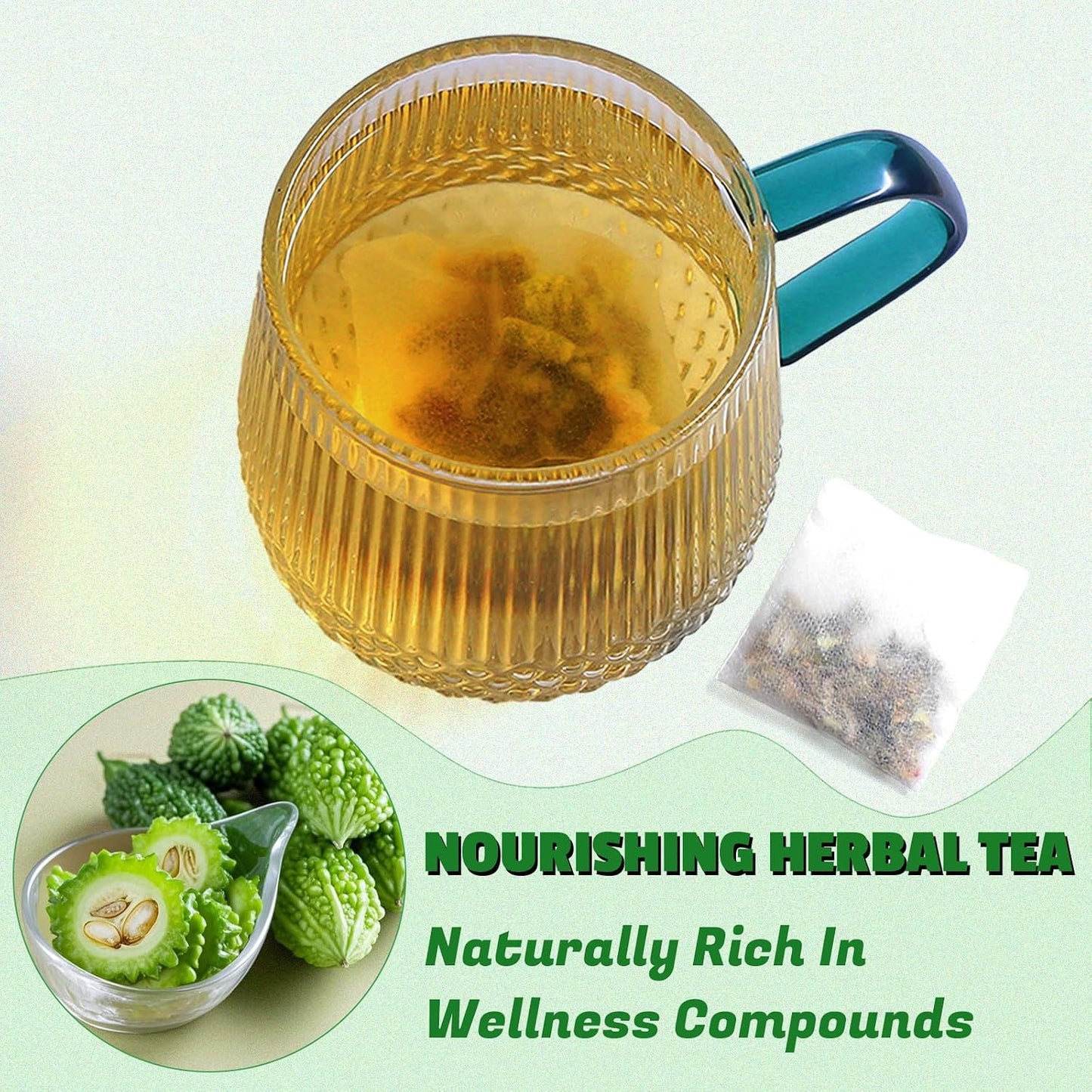 Jarteela - Bitter Melon Tea Bags, 50 Count, Dried Bitter Melon | Premium dried momordica charantia herbal tea, non-GMO &amp; caffeine-free, carefully processed for consistent steeping flavor
