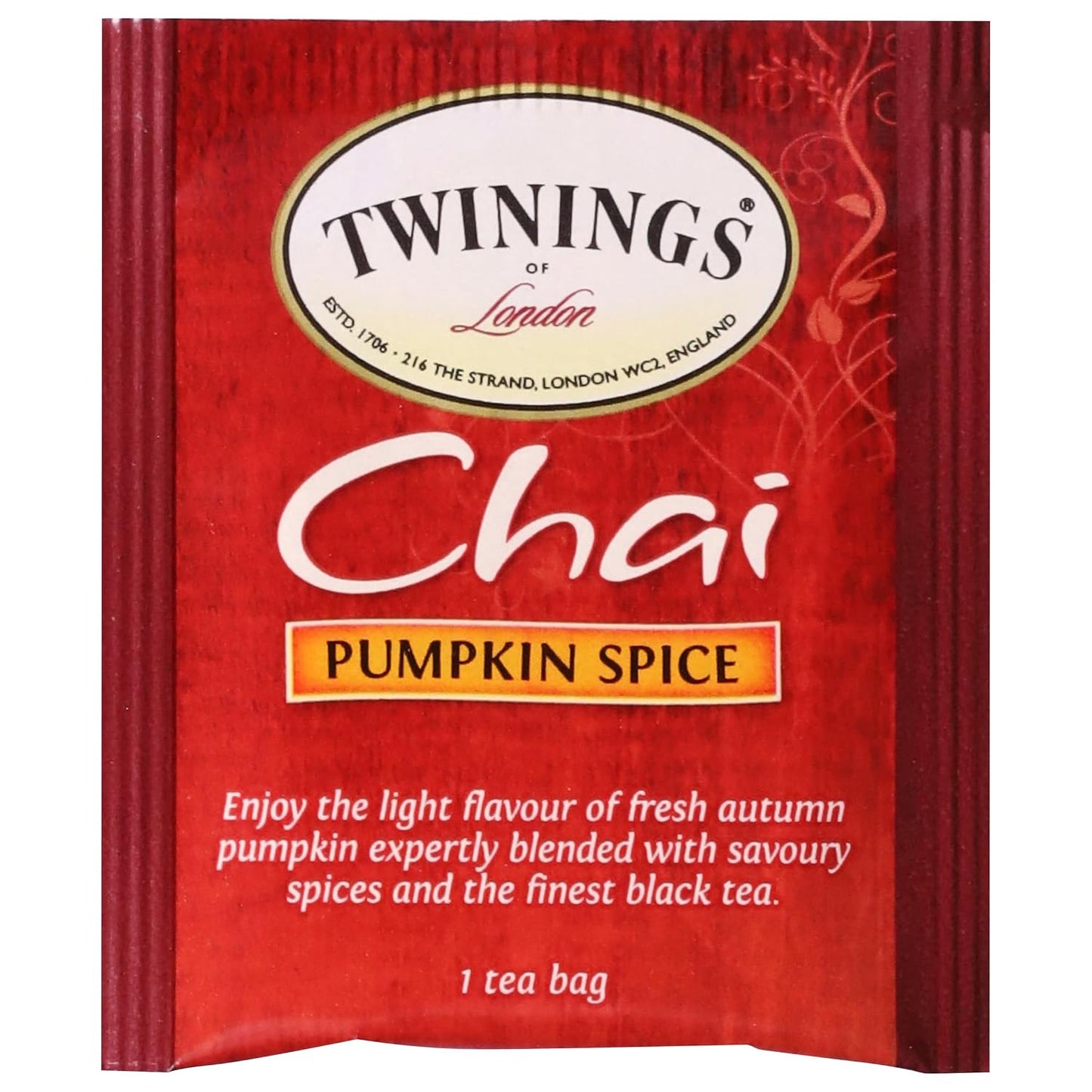 Twinings Pumpkin Spice Chai Black Spicy Tea Bags, 20 CT Box (6 Pack) | Pumpkin Pie Flavour, Cinnamon, Ginger, Allspice, Nutmeg, Clove, Contains Caffeine, 120 Foil Lined Individually Wrapped Bags