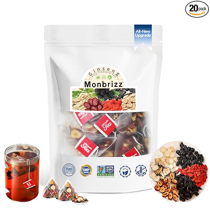 Monbrizz Herbal Tea Formula Ginseng Six treasure tea te divina, maca root, Goji berries