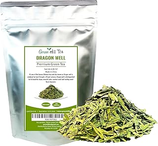 Greenhilltea Dragon Well green tea, a classic Chinese Green tea distinguished by its color, shape and taste- 4 OZ Bag