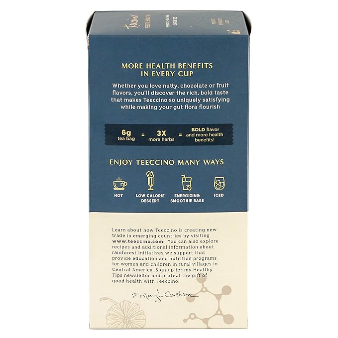 Teeccino Dark Chocolate - Prebiotic SuperBoost™ Herbal Tea - Support Your Probiotics with Vegan GOS & Organic XOS For Good Gut Health and Regularity, Digestive Chocolate Tea, 25 Tea Bags (Pack of 3)