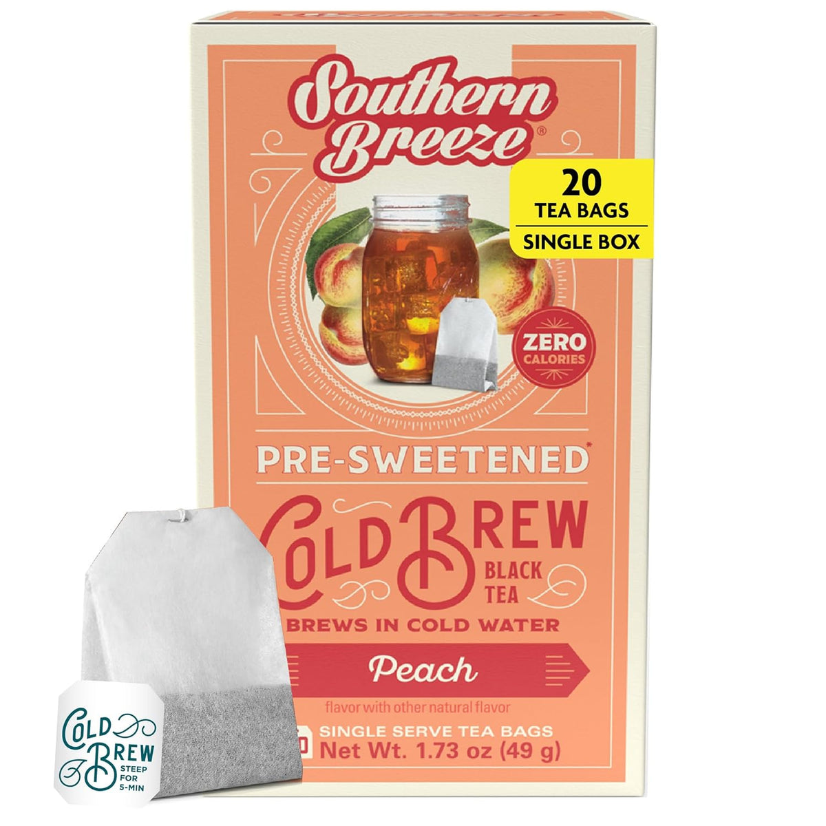 Southern Breeze Cold Brew Sweet Tea Peach Iced Tea 20 Tea Bags