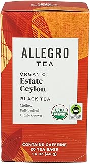 Allegro Tea, Organic Estate Ceylon Tea Bags, 20 ct