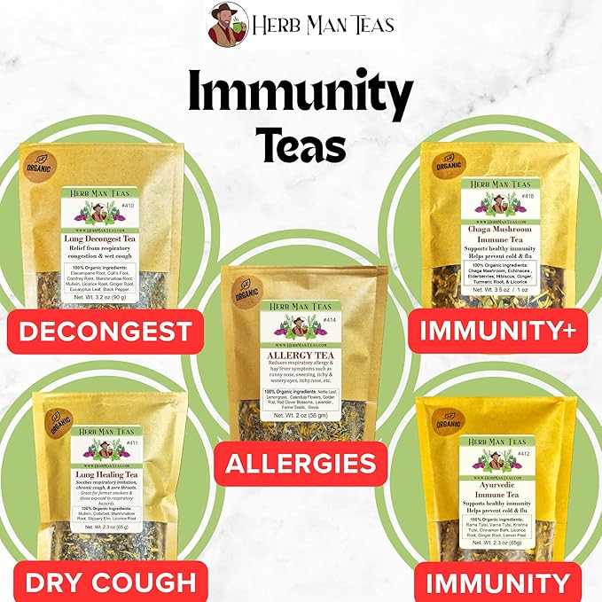 ALLERGY TEA – Herbal blend for seasonal irritation: sneezing, runny nose & itchy eyes – Formulated by Master herbalist Khabir – 100% Organic, Non-GMO, No Additives