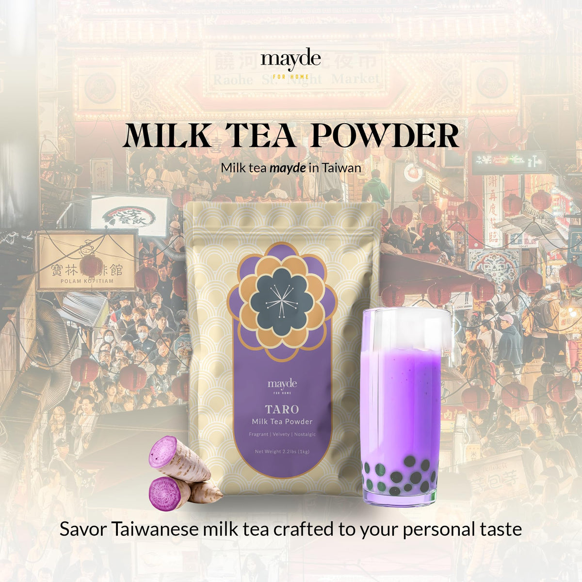 Mayde Taro Instant Milk Tea Powder From Taiwan for Boba Milk Tea 2.2 lbs