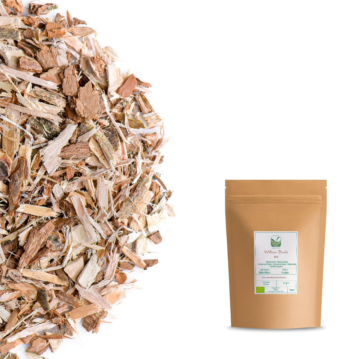 Valley of Tea White Willow Bark Organic Dried Cut - Traditional Herbal Tea