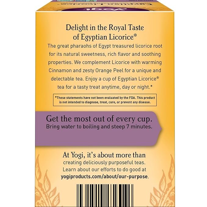 Yogi Tea Egyptian Licorice Tea - 16 Tea Bags per Pack (4 Packs) - Organic Licorice Tea Bags - Includes Licorice Root, Cinnamon Bark, Orange Peel, Ginger Root, Cardamom Pod & More