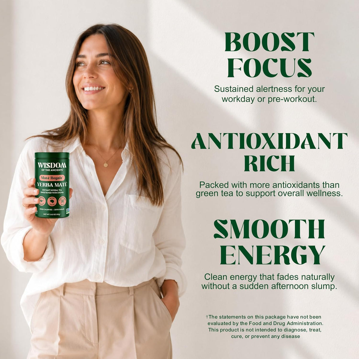 Wisdom of the Ancients Instant Yerba Mate Tea Powder - Mate Royale, 2.82 Oz