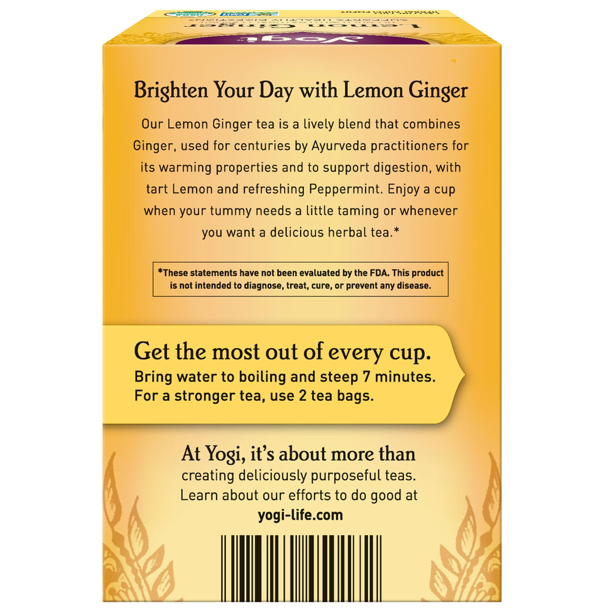 Yogi Lemon Ginger Organic Tea, 16 Tea Bags (4 Pack)