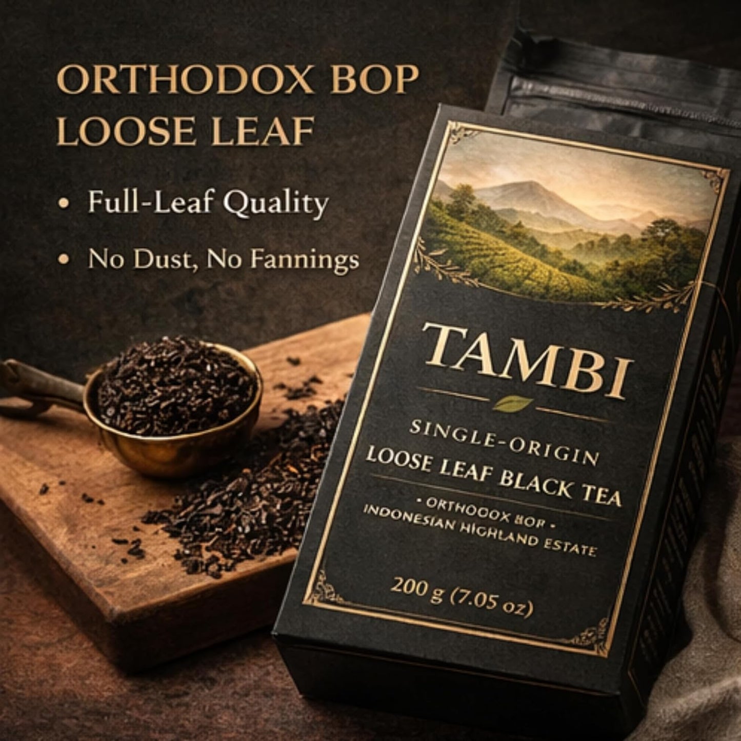 Tambi Single-Origin Loose Leaf Black Tea (200g / 7.05 oz) – Orthodox BOP Indonesian Highland Estate – Rich, Smooth & Aromatic – Premium Loose Leaf Tea