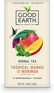 Good Earth Sensorial Blends Tropical Moringa & Mango Herbal Tea, 15Count