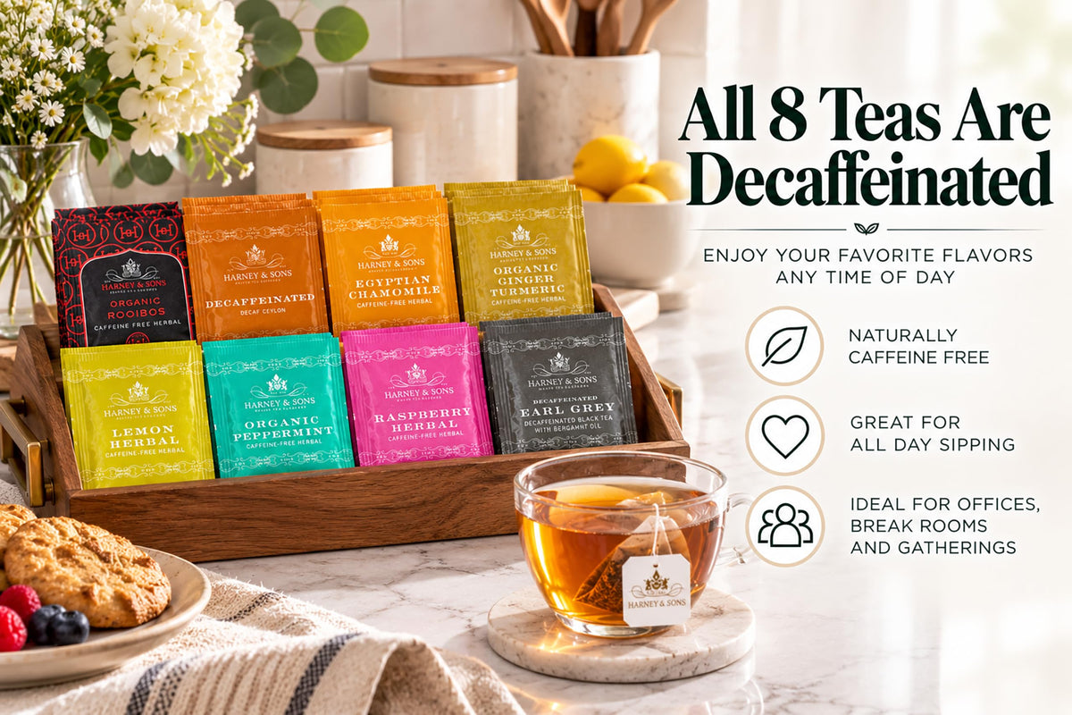 Harney & Sons Assorted Tea Bag Sampler 40 Count – Harney Decaf Tea Bags Variety Packs, Herbal Tea Bundle Caffeine Free Tea