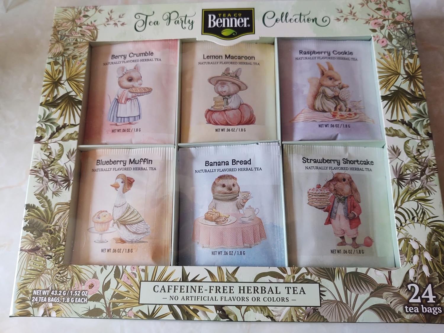 limited edition Tea Party Collection by tea co benner, 24 tea bags of caffeine free herbal tea