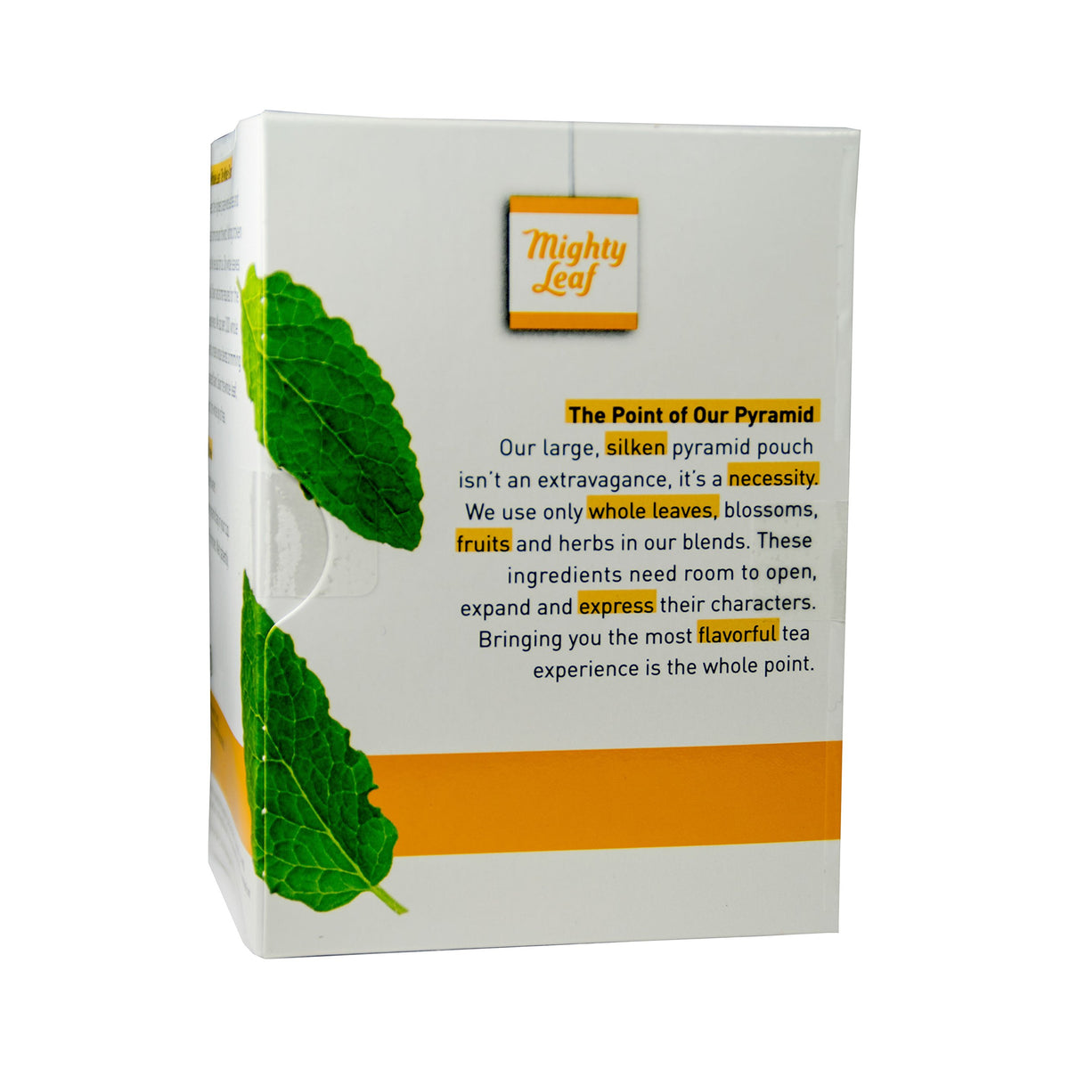Mighty Leaf Whole Leaf Tea, Organic Mint Melange, 15 Tea Bags Individual Pyramid-Style Tea Sachets of Uncaffeinated Organic