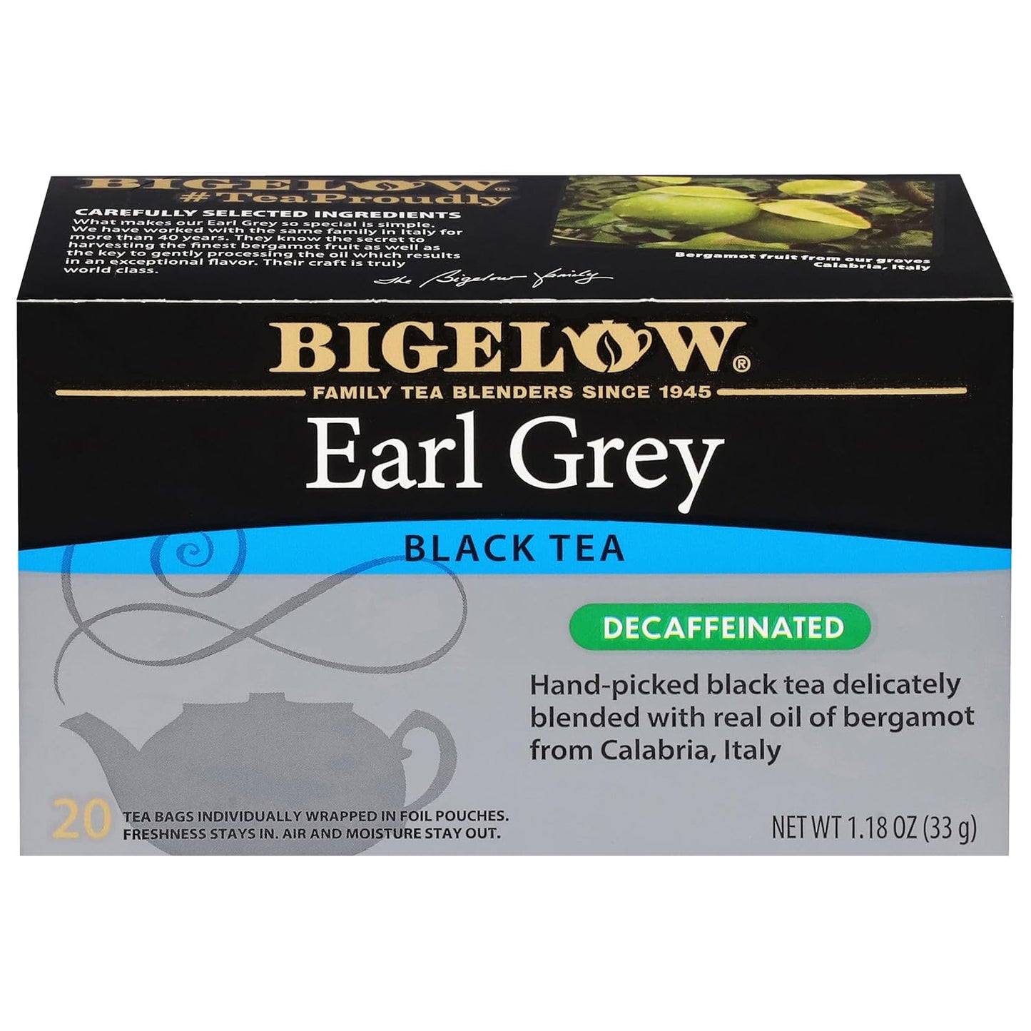 BigelowTea Earl Grey Tea (Decaffeinated), 20 Count(Pack of 1)