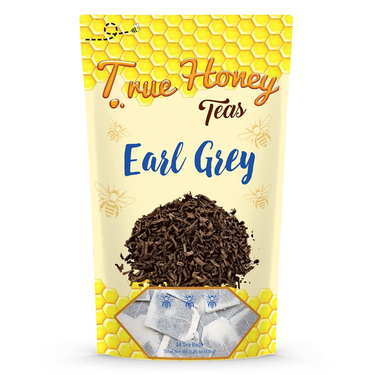 True Honey Earl Grey Tea Bags - Honey Crystals Blended in Every Sachet - Positive Immune Support - All Natural Organic Herbal Caffeinated Tea Bag 24 Count