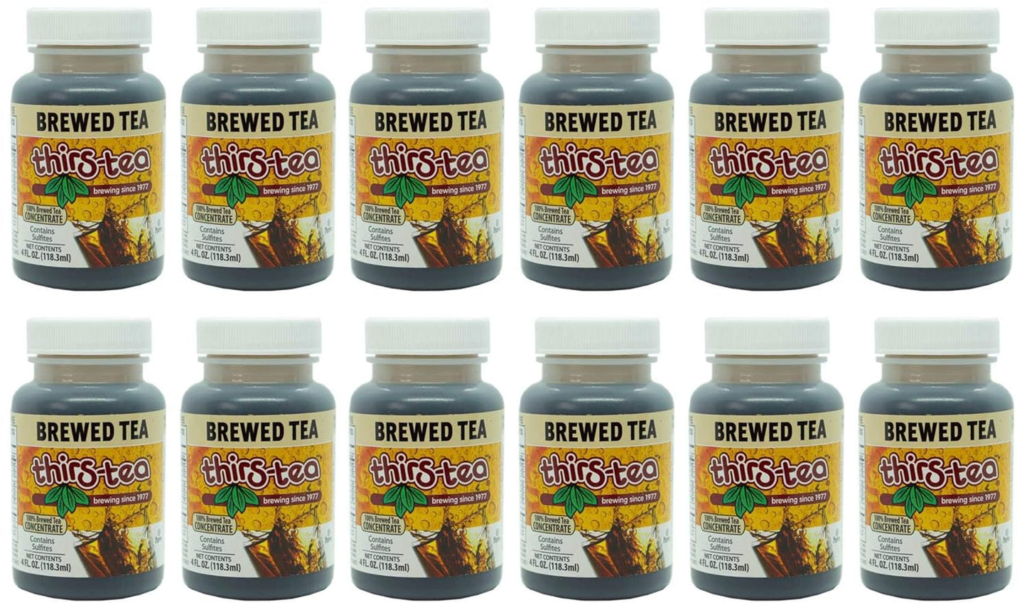 Thirs-Tea Brewed Tea, 4oz Bottle, Unsweetened, 3gal Yield, Caffeine Free