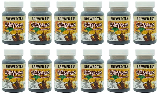 Thirs-Tea Brewed Tea, 4oz Bottle, Unsweetened, 3gal Yield, Caffeine Free