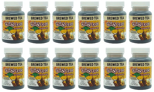 Thirs-Tea Brewed Tea, 4oz Bottle, Unsweetened, 3gal Yield, Caffeine Free
