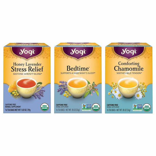 Yogi Tea Relaxation & Variety Pack – 16 Bags per Pack (3 Packs) - Relaxing Sampler - Includes Honey Lavend